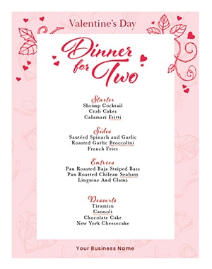 Dinner for Two Menu Template
